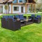 Costway 8 PCS Patio Rattan Furniture Set Glass Table Shelf Sofa Cushion